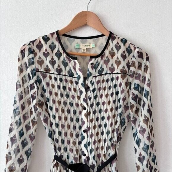 Ted Baker Colour By Number Ria Heart Print Shirt Dress - Picture 4 of 8